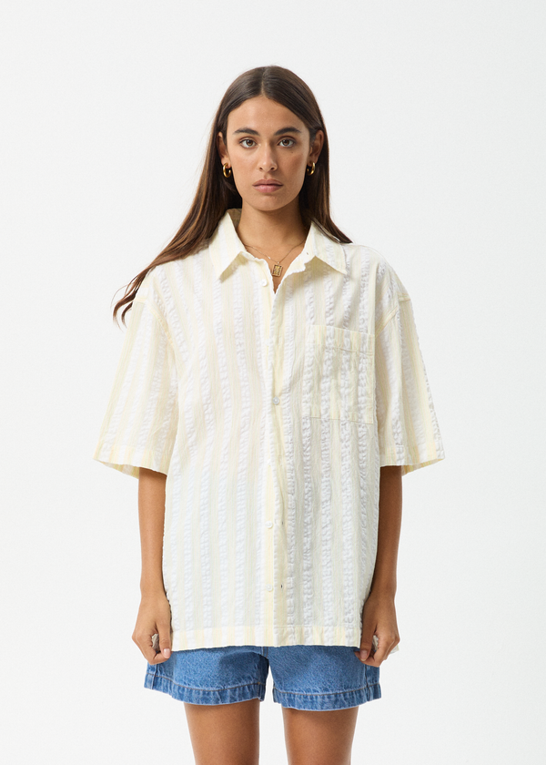 afends Splice - Short Sleeve Shirt White / Lemongrass