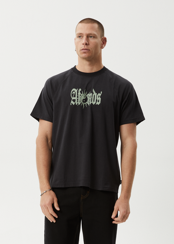 Afends Sun Bite - Raglan Boxy Tee Stone Black