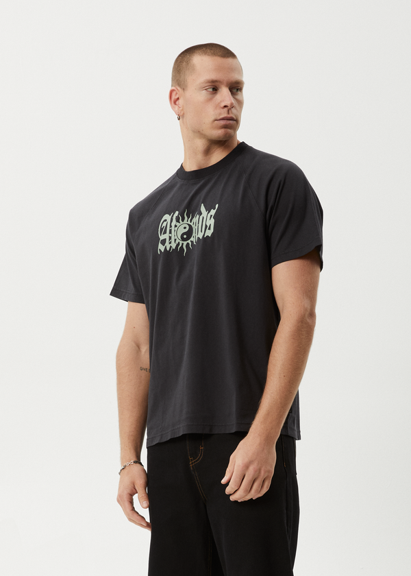 Afends Sun Bite - Raglan Boxy Tee Stone Black