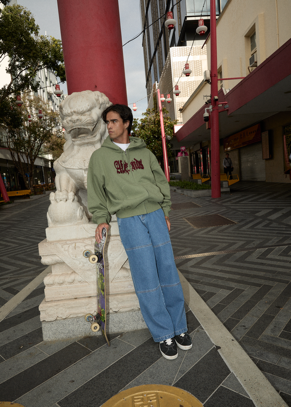 Afends Sun Bite - Zip Hood Oil Green