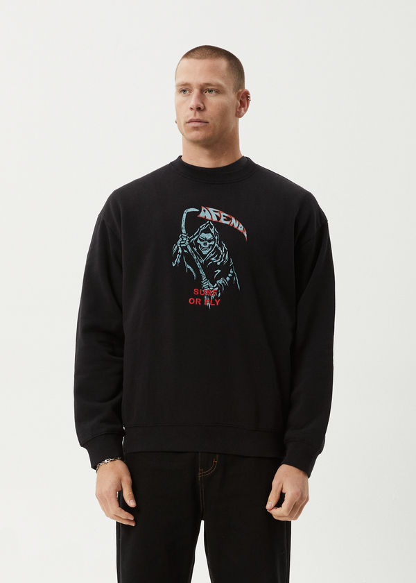 Afends Surf Or Fly - Crew Neck Jumper Black