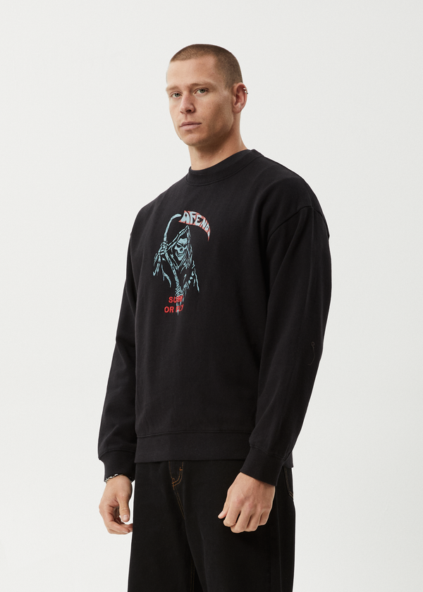Afends Surf Or Fly - Crew Neck Jumper Black