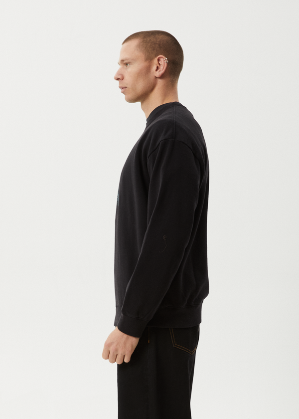 Afends Surf Or Fly - Crew Neck Jumper Black