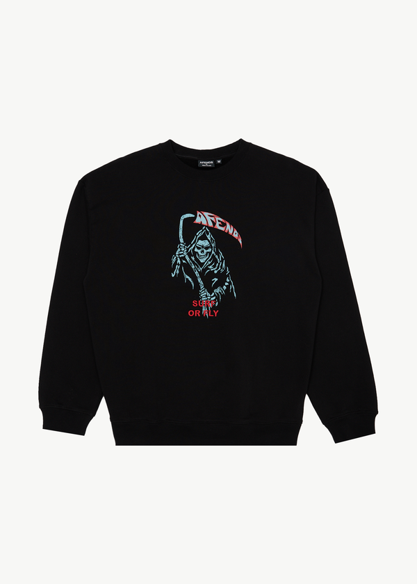afends Surf Or Fly - Crew Neck Jumper Black