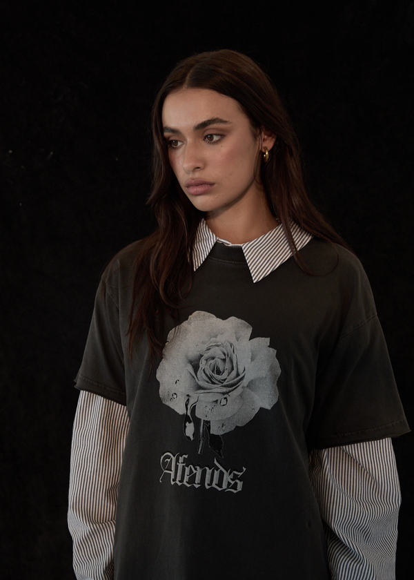 Afends Sweet Juliet - Oversized Tee Stone Black