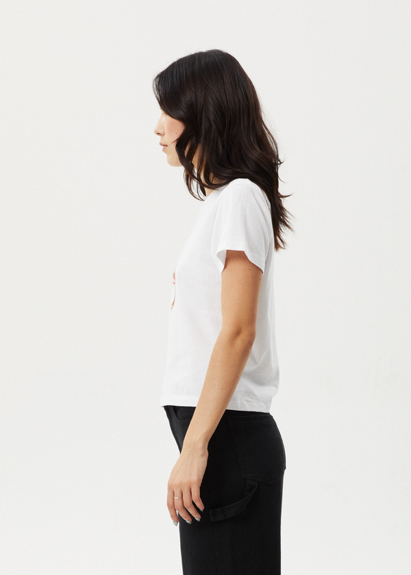 Afends Sweet West - Baby Tee White