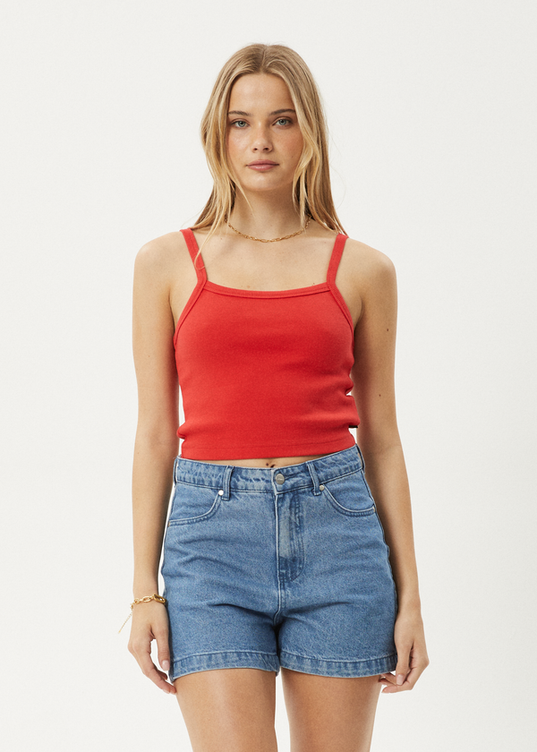 afends Taylor - Rib Singlet Tomato