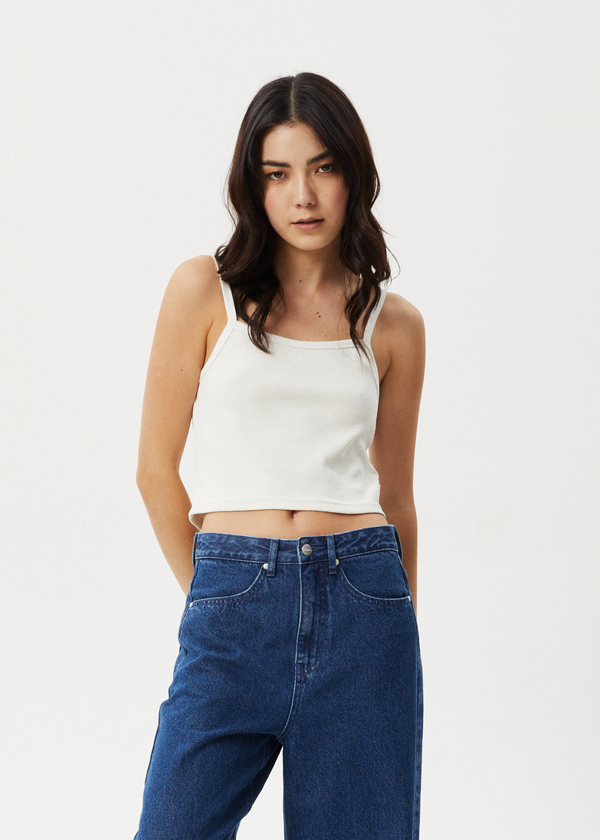 afends Taylor - Rib Singlet White