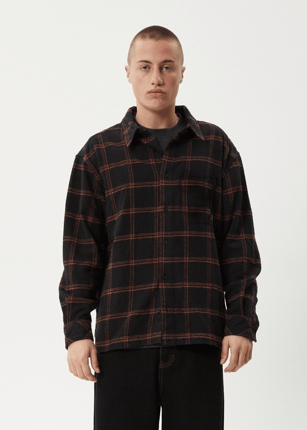 Afends Terror - Flannel Shirt Black Check