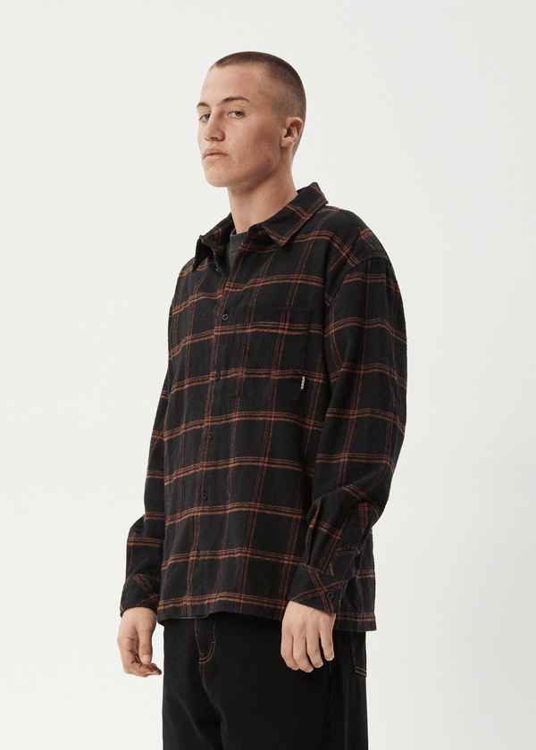 Afends Terror - Flannel Shirt Black Check