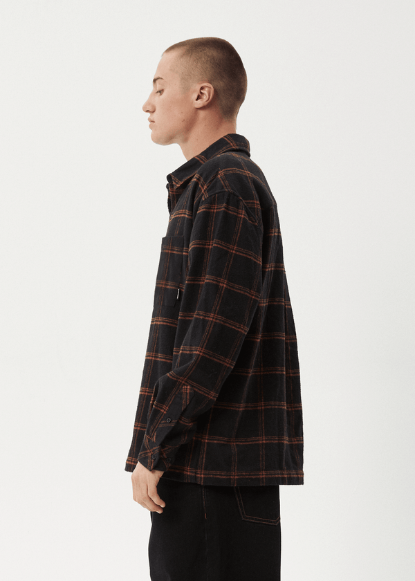Afends Terror - Flannel Shirt Black Check