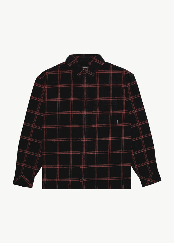 afends Terror - Flannel Shirt Black Check