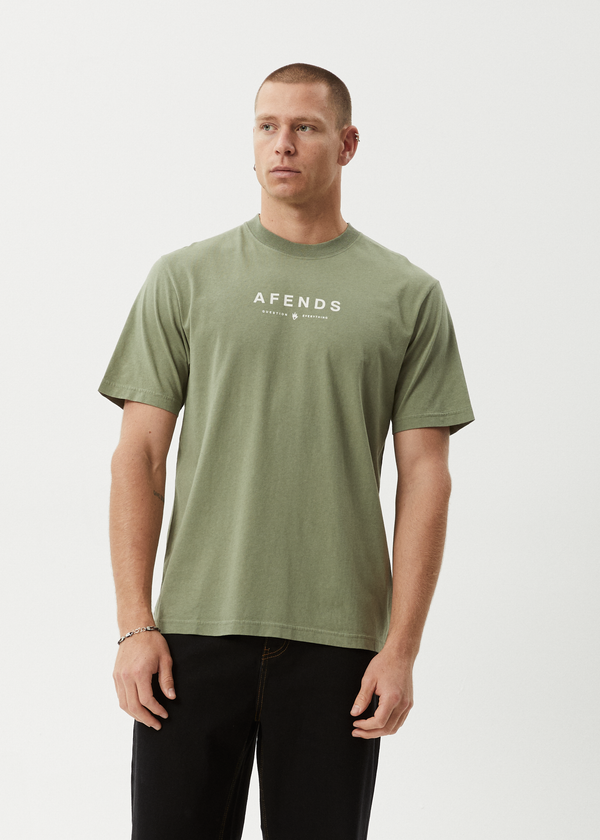 Afends Thrown Out - Retro Tee Oil Green