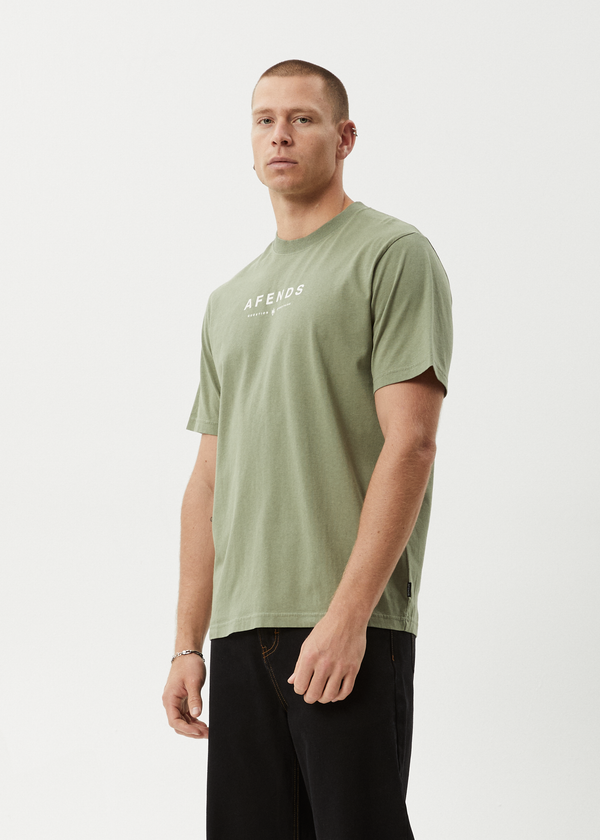 Afends Thrown Out - Retro Tee Oil Green