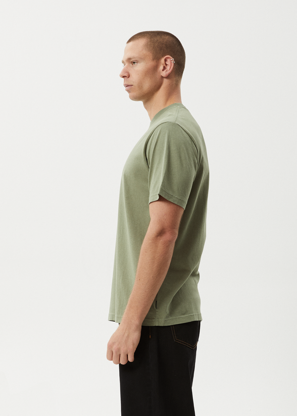 Afends Thrown Out - Retro Tee Oil Green