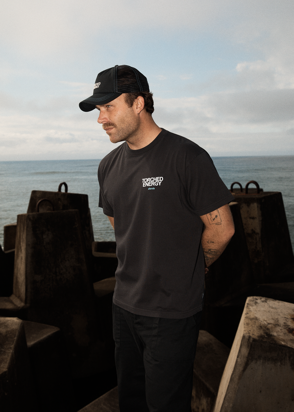 Afends Torched Energy - Boxy Tee Stone Black