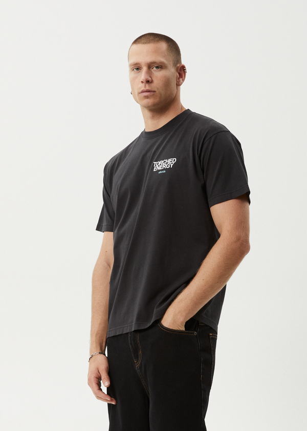 Afends Torched Energy - Boxy Tee Stone Black