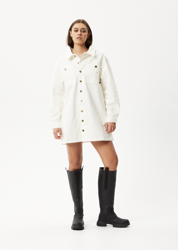 Afends Tori - Denim Dress Off White