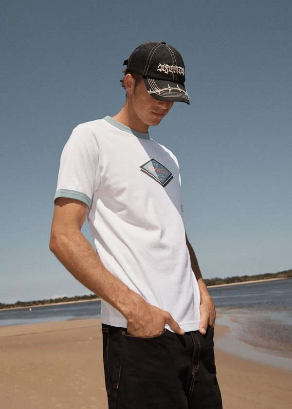 Afends Tractorbeam - Ringer Tee White