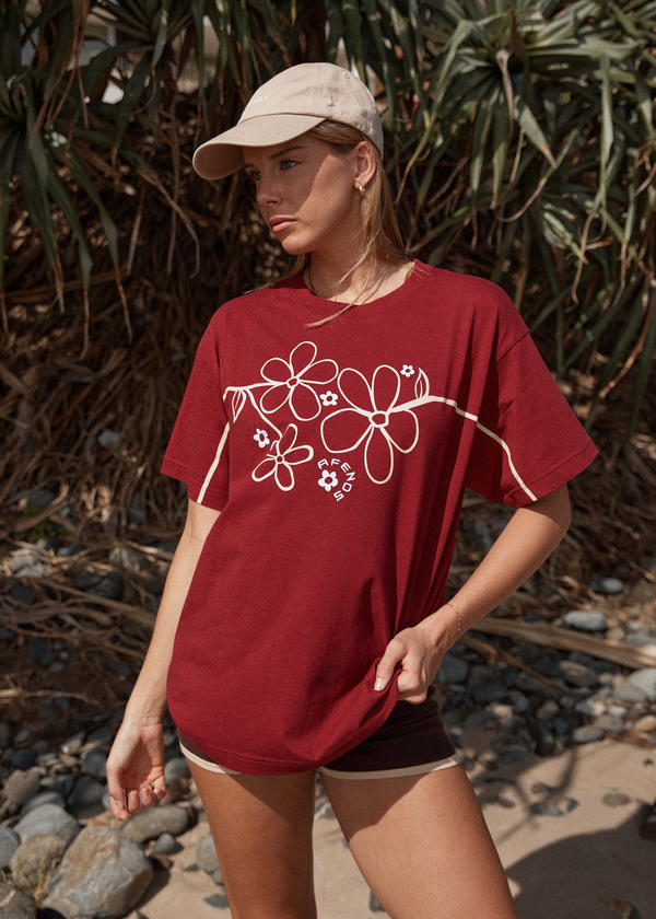 Afends Tranquil - Oversized Tee Burgundy