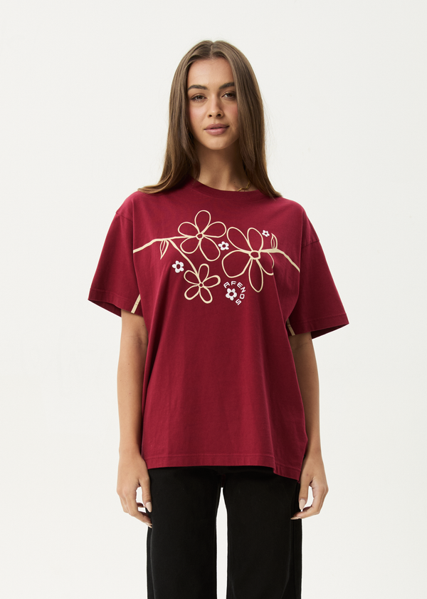 afends Tranquil - Oversized Tee Burgundy