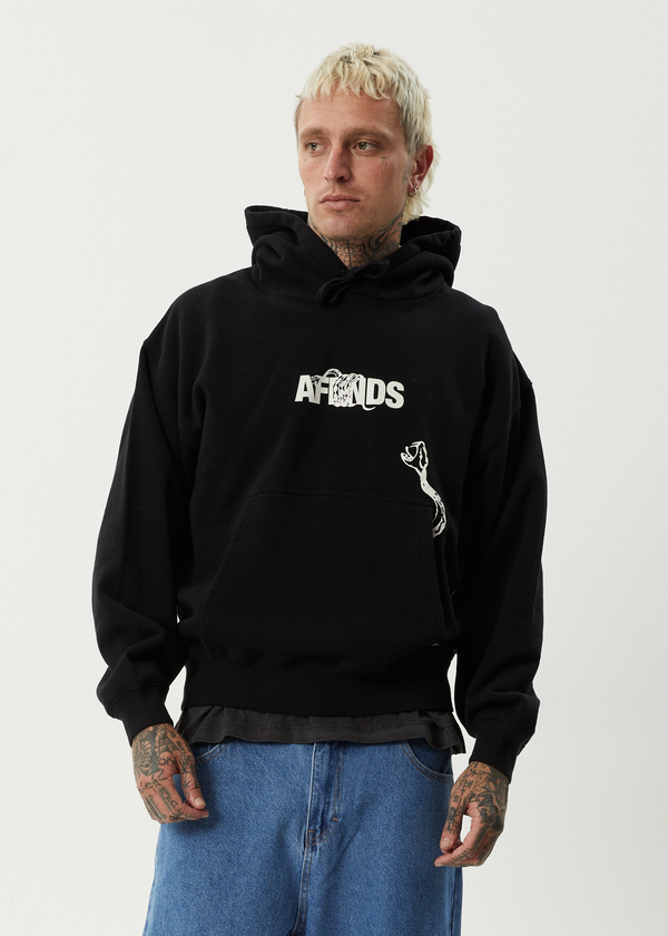Afends Tread - Boxy Hoodie Black