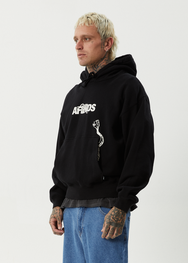 Afends Tread - Boxy Hoodie Black
