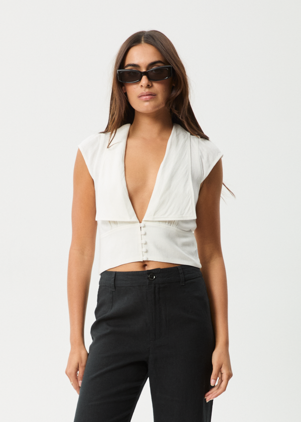 afends Twila - Button Up Top White
