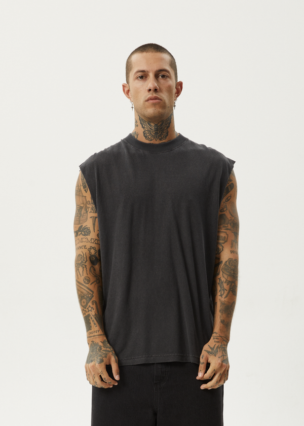 Afends Vacation - Sleeveless Tee Stone Black