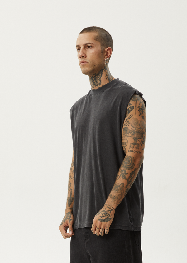 Afends Vacation - Sleeveless Tee Stone Black