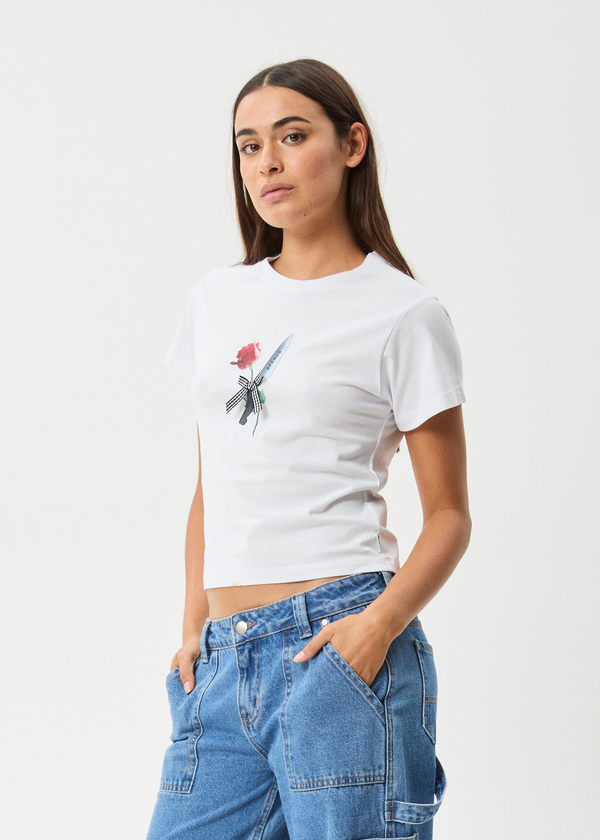 Afends Valentine - Baby Tee White