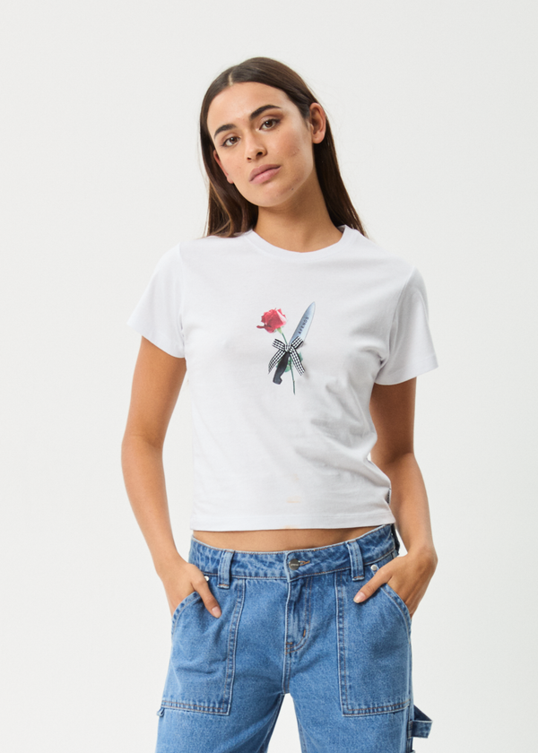 afends Valentine - Baby Tee White