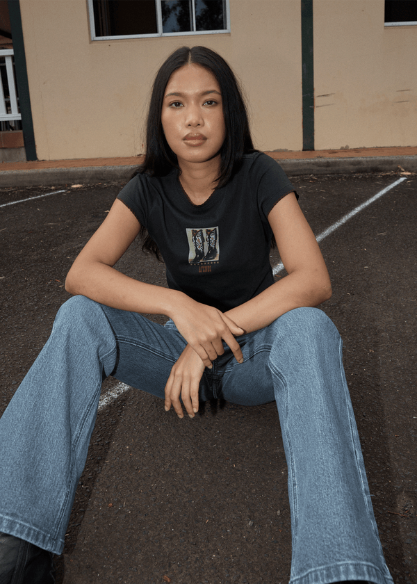 Afends Walking - Baby Tee Stone Black