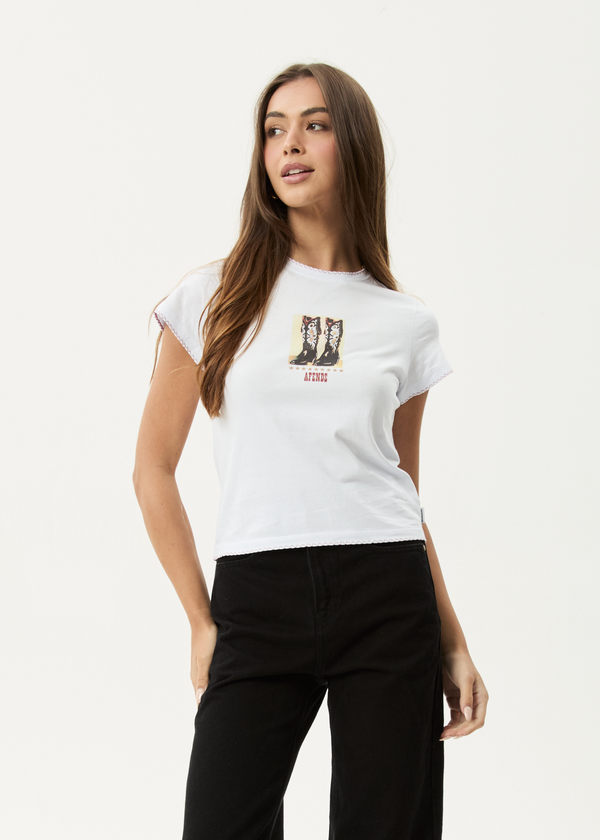 afends Walking - Baby Tee White