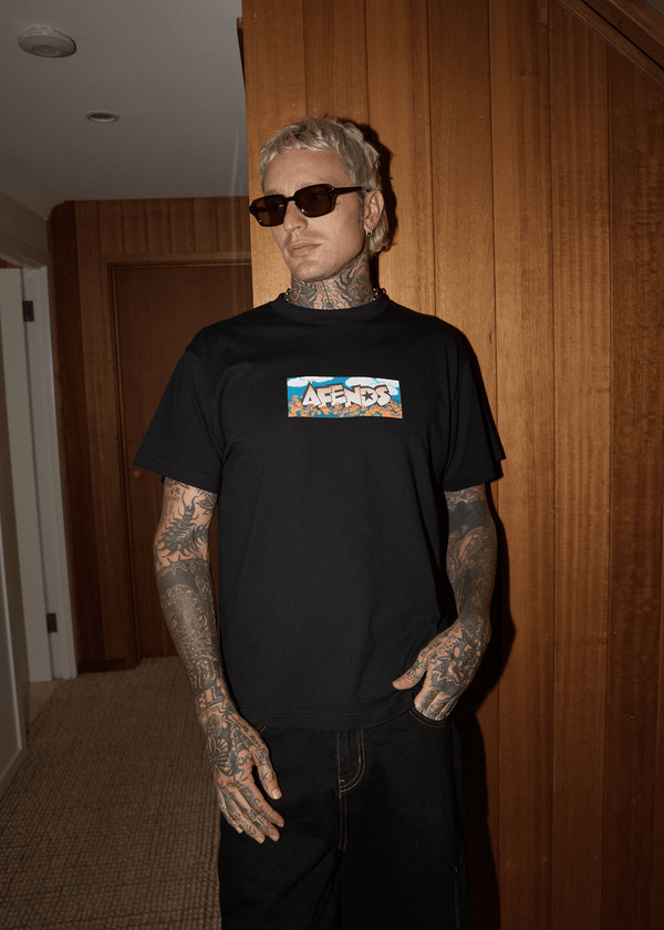 Afends Wall Flower - Boxy Tee Black
