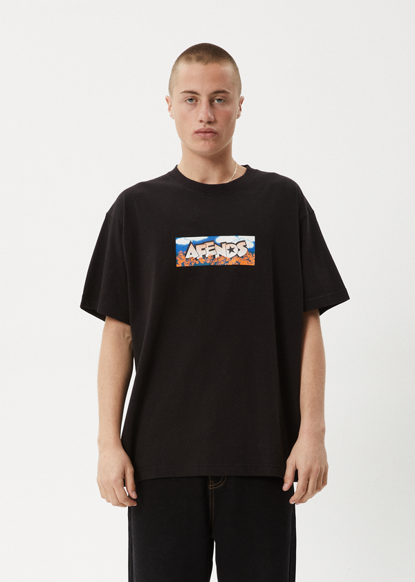 Afends Wall Flower - Boxy Tee Black