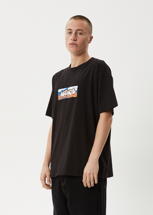 Afends Wall Flower - Boxy Tee Black