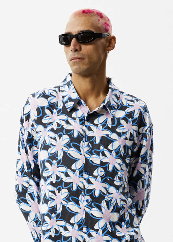 Afends Waterfall - Long Sleeve Shirt Stone Black