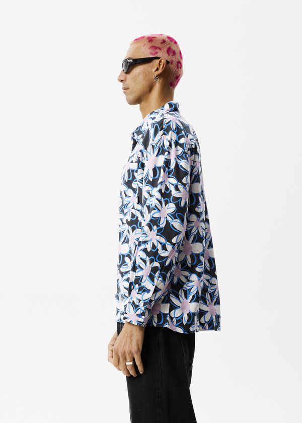 Afends Waterfall - Long Sleeve Shirt Stone Black