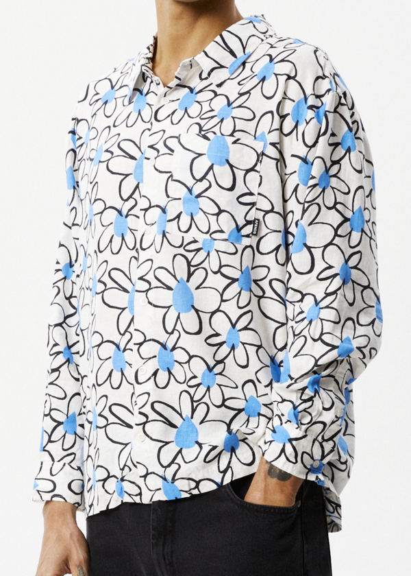 Afends Waterfall - Long Sleeve Shirt White