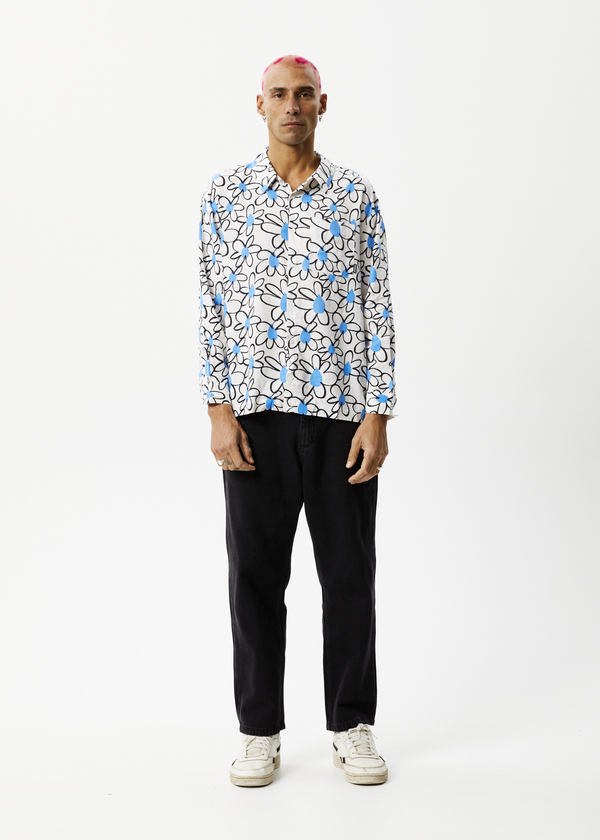 Afends Waterfall - Long Sleeve Shirt White