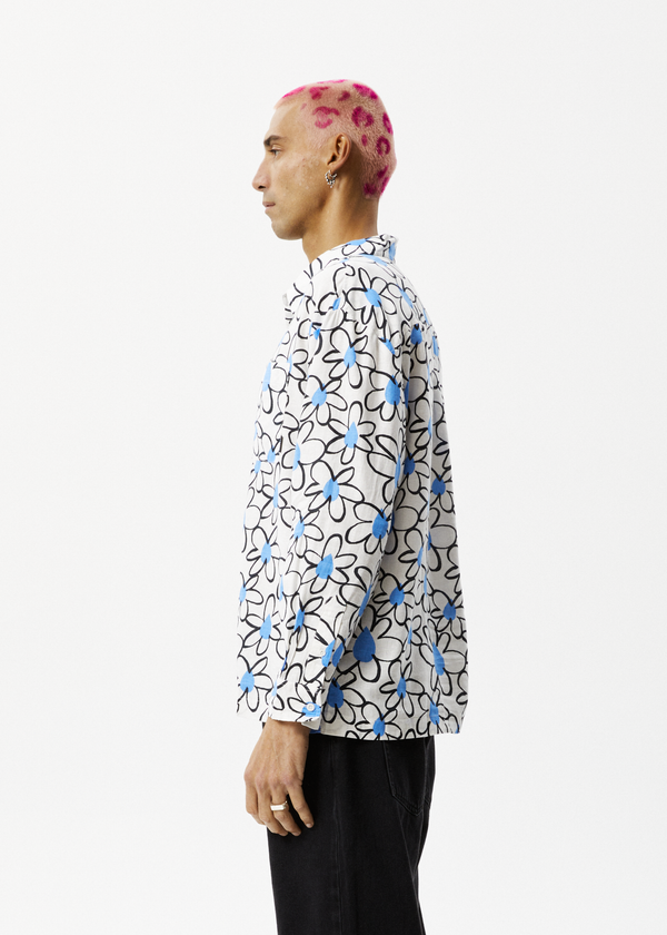 Afends Waterfall - Long Sleeve Shirt White