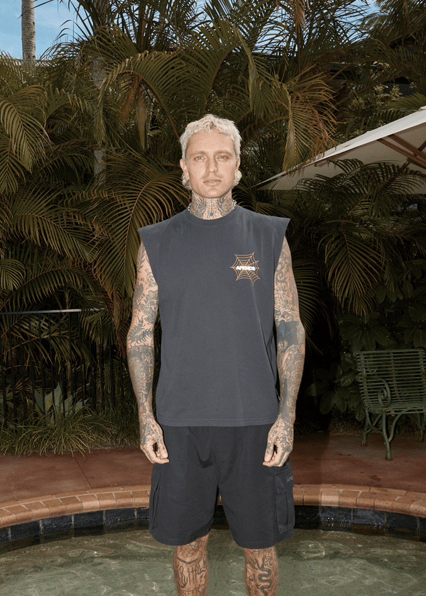 Afends Webhead - Sleeveless Tee Stone Black