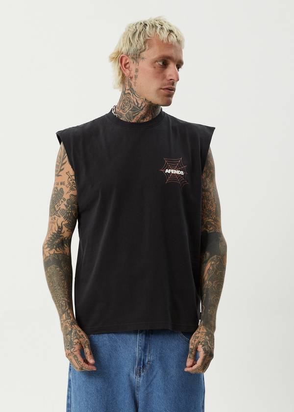 Afends Webhead - Sleeveless Tee Stone Black