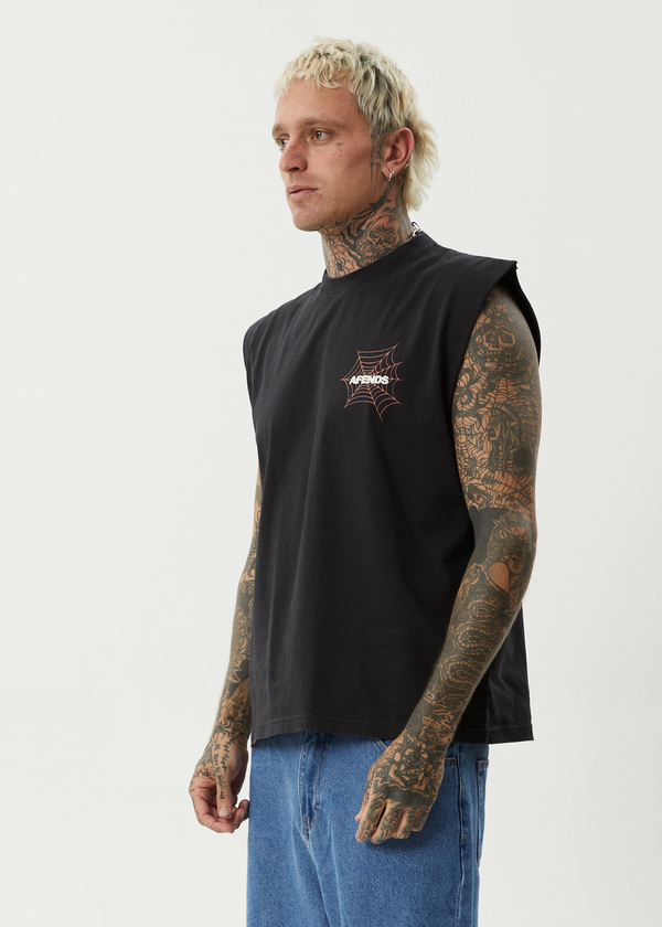 Afends Webhead - Sleeveless Tee Stone Black