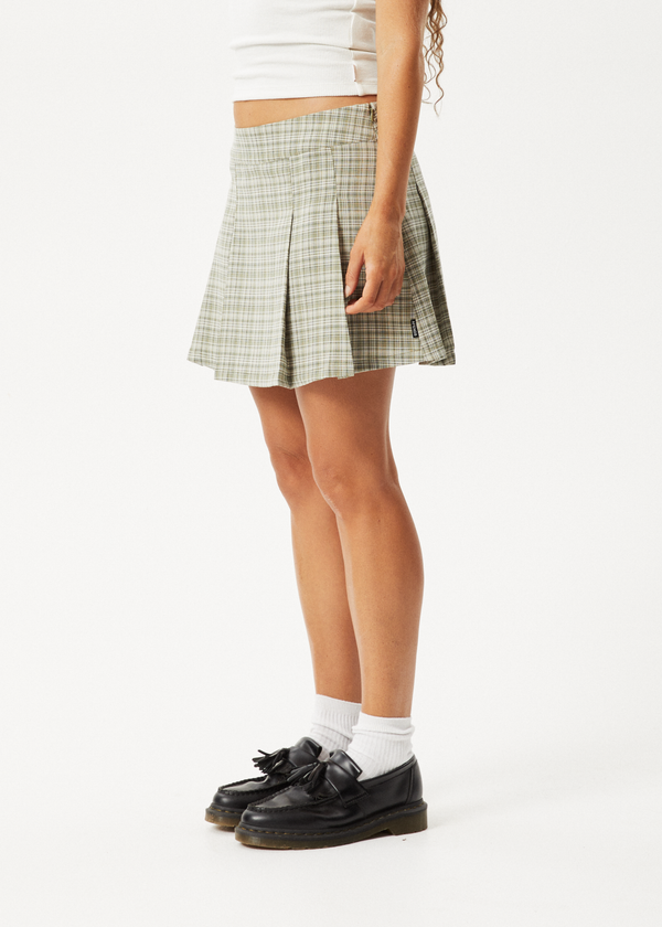 Afends Willow Check - Mini Skirt Military Check