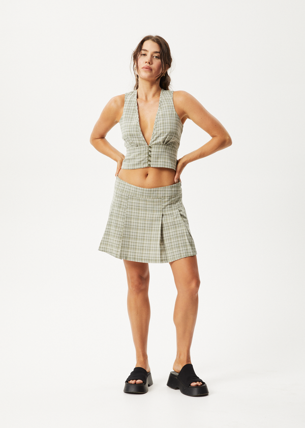 afends Willow Check - Mini Skirt Military Check