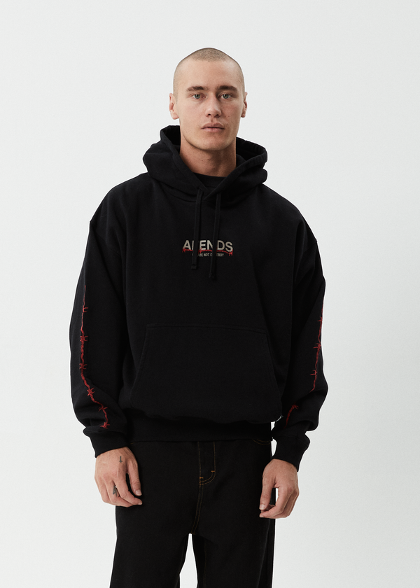 Afends Wired - Boxy Hoodie Black