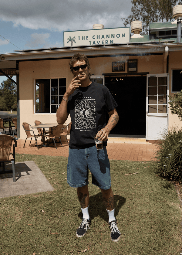 Afends World Wide - Boxy Tee Stone Black