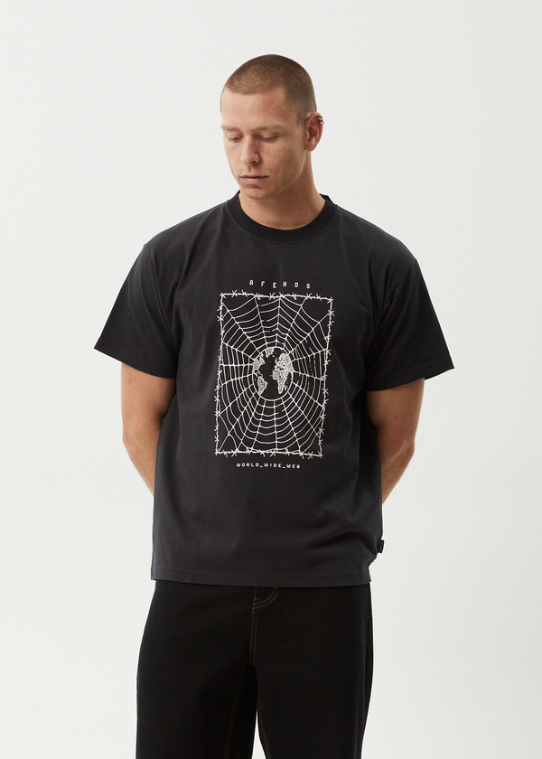 Afends World Wide - Boxy Tee Stone Black